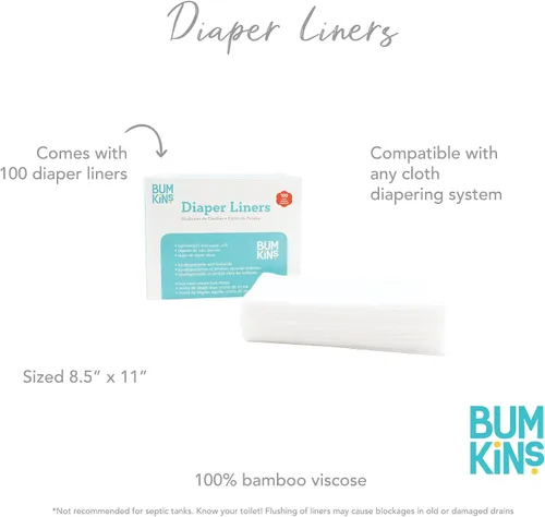 Vista 4 de Bumkins Forro de tela desechable para pañales, biodegradable, neutro, 100 unidades (paquete de 1)