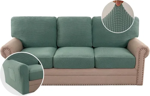 Vista 23 de H.VERSAILTEX Fundas elásticas para sillas de varias piezas, fundas para cojines ajustables para asiento y respaldo