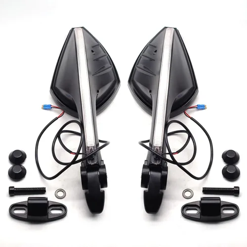Vista 5 de MZS Espejos de motocicleta, LED Racing Espejo retrovisor de señal de giro dual ajustable compatible con Hayabusa ZX4R ZX6R ZX14R ZX10R ZX12R CBR500R