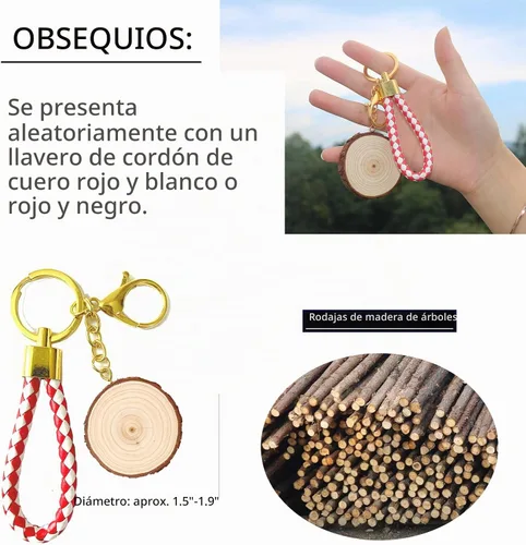 Vista 7 de SENMUT Rebanadas de madera natural, 30 unidades de círculos de madera preperforados de 2.0 a 2.45 pulgadas para manualidades, rebanadas de madera