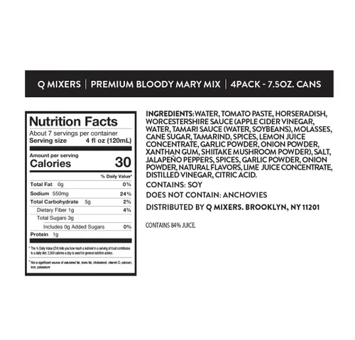 Vista 2 de Q BLOODY MARY MIX, Tomates maduros reales con 7 hierbas y especias, ideal para cócteles y cócteles sin alcohol, hechos con ingredientes reales
