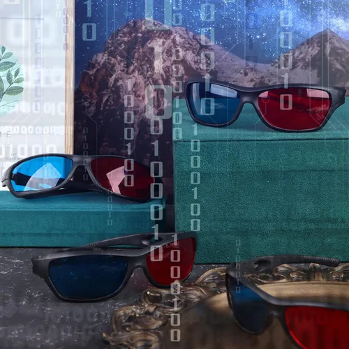 Vista 3 de craftshou Paquete de 4 lentes 3D rojo y azul, gafas de visión 3D para juegos de películas cian, estilo anaglifo cian, cine en casa