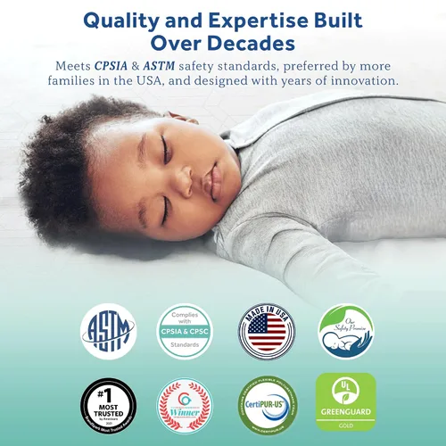 Vista 5 de Sealy Baby Posturepedic Grace - Colchón impermeable para cuna de bebé y cama infantil, transpirable, hipoalergénico, de 2 etapas, de doble firmeza