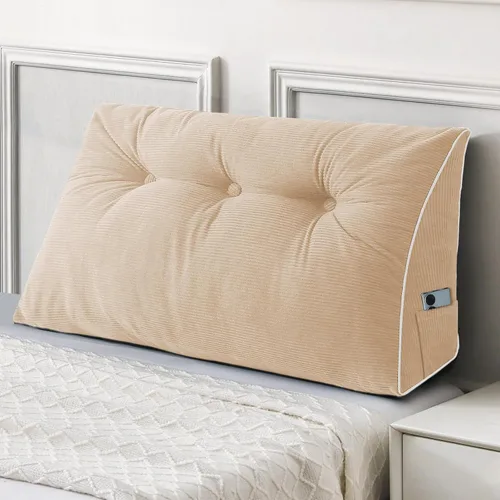 Vista 57 de Sasttie Almohada de Cabecera Queen, Almohada de Cuña de Cabecera para Sentarse en la Cama, Cojín Triangular con Soporte de Respaldo para Leer - Con