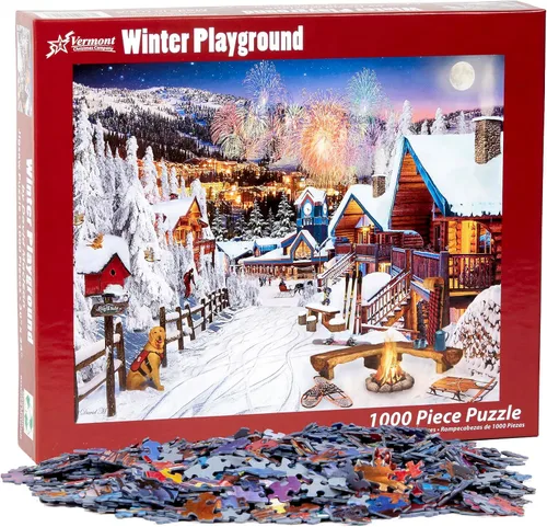 Vista 3 de Vermont Christmas Company Rompecabezas de 1000 piezas para parque infantil de invierno