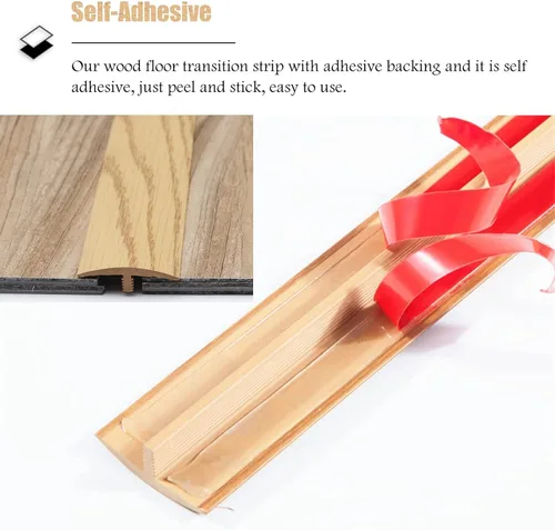 Vista 5 de Tira de transición de suelo de madera con moldura en T, flauta reductora de puerta para cocina, dormitorio, balcón, protector de borde de alfombra