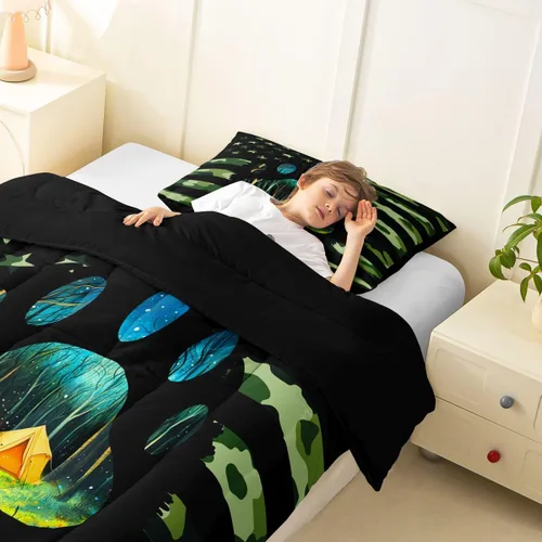 Vista 4 de Erosebridal American Flag Twin Comforter Set Army Green Camo Bedding Set for Kids Boys Girls Bear Claw Hunting Theme Bed Set Camoflage Camping