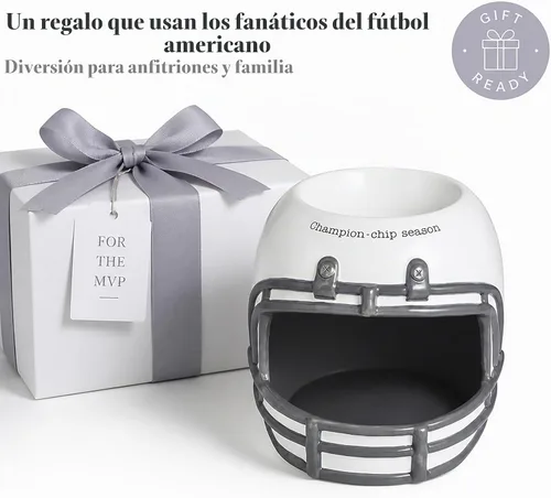 Vista 6 de Mud Pie Chip y tazón de la inmersión del casco del fútbol, platos de servir