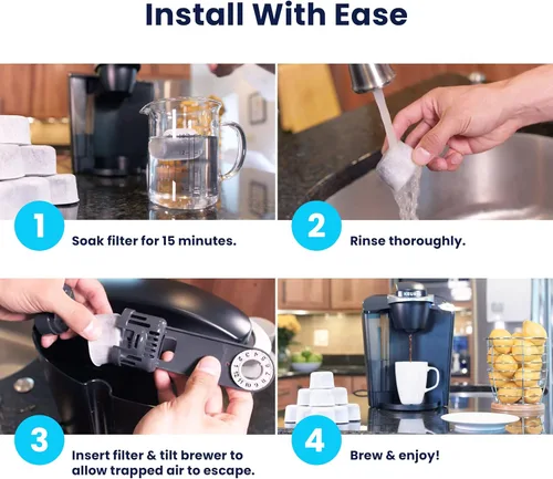 Vista 6 de Filtros de agua de K&J compatibles con Keurig, paquete de 12, ajuste universal (no Cuisinart), filtros compatibles con Keurig, filtros de agua