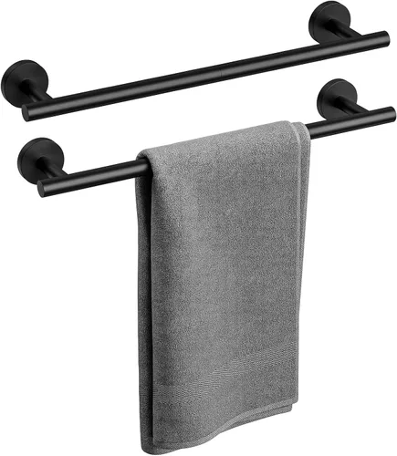 Vista 19 de Toallero negro mate de 18 pulgadas, toallero de baño grueso, toallero montado en la pared, barra de toalla de acero inoxidable SUS304, decoración