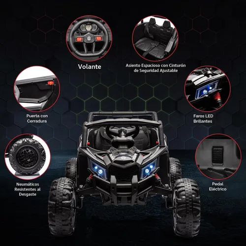Vista 2 de 24V Ride On UTV, vehículos eléctricos con pilas, UTV para niños Negro-1