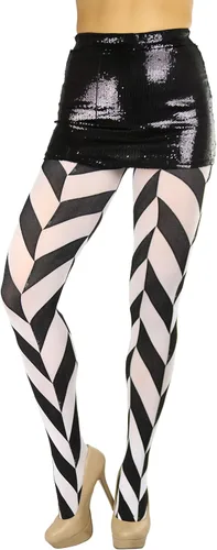 Vista 6 de ToBeInStyle Pantimedias opacas con pies completos diseñados para arlequín para mujer