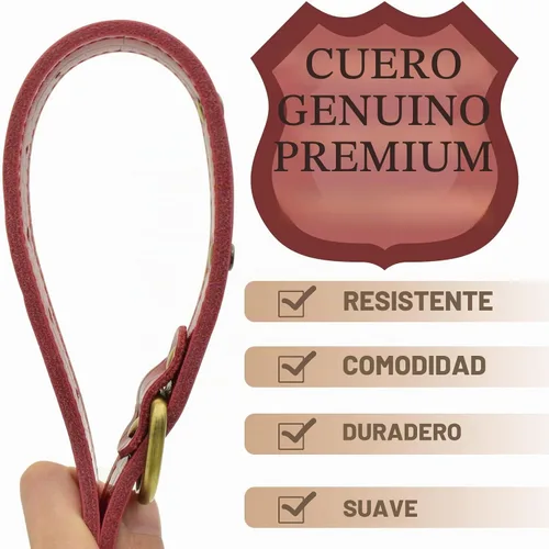 Vista 4 de Collar de perro de cuero genuino personalizado Senristar con placa de nombre grabada - Collar para perro duradero y elegante personalizado para Negro
