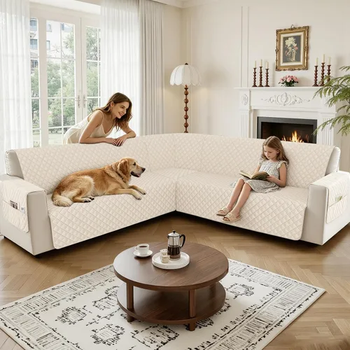 Vista 6 de Arfntevss Fundas impermeables para sofá modular en forma de L, lavable, de terciopelo, para sofá seccional, antideslizante, fundas de esquina
