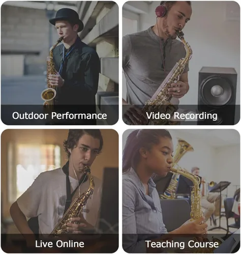 Vista 8 de Micrófono inalámbrico para saxofón, micrófonos UHF para saxofón, micrófono con clip de carga y pantalla digital, para trompeta, tuba, trombón