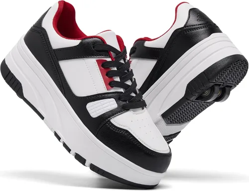 Vista 7 de Zapatillas con ruedas para patinar para niños, niñas y niños, con ruedas desmontables y estilo de moda