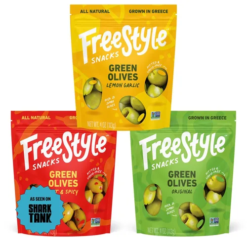 Vista 9 de Freestyle Snacks Paquetes de aceitunas para aperitivo - Como se vio en Shark Tank - Aceitunas verdes y Kalamata frescas sin hueso, 5 sabores