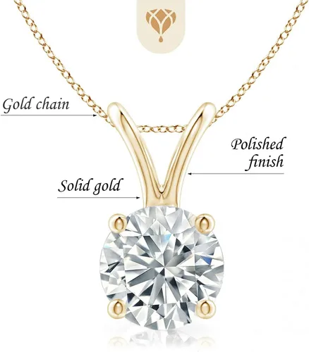 Vista 2 de The Diamond Deal .25-1.00 Carat Round Shape Brilliant Solitaire Lab-Grown Diamond Solitaire Pendant Necklace For Women Girls infants 14k Yellow or