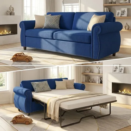 Vista 13 de Mjkone Sofá cama extraíble con colchón de espuma, tamaño matrimonial