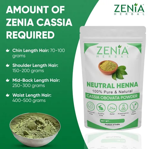 Vista 7 de Zenia 100% Pure Neutral Henna Powder (Cassia Obovata) 100g Colorless Henna for Hair Natural Hair Conditioner for Silky, Soft & Shiny Hair
