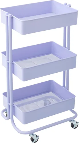 Vista 7 de Simply Tidy Lexington Carrito con ruedas de 3 niveles, organizador móvil de almacenamiento de metal con ruedas de bloqueo para manualidades, oficina