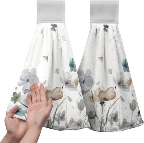 Vista 52 de Honey Bee - Juego de 2 toallas colgantes de cocina de verano con lunares y lazo para colgar, toallas de cocina de granja amarillas, suaves