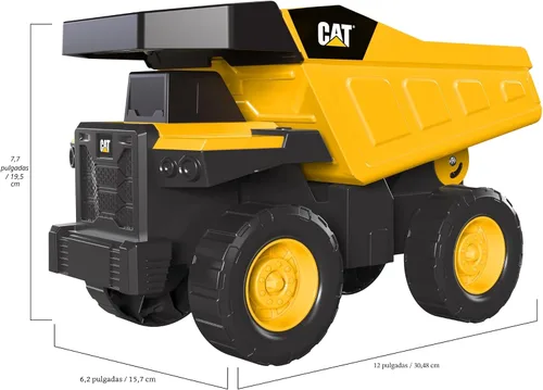 Vista 4 de CAT Construction, Camión de volcado de acero compacto Max Steel de 12" - Camión de juguete de construcción de acero resistente con cama de volcado