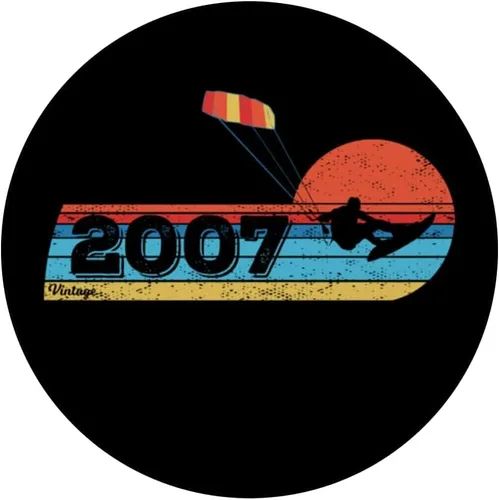 Vista 3 de Kitesurfer Kitesurfing Birthday Vintage 2007 born Kitesurf PopSockets Adhesive PopGrip