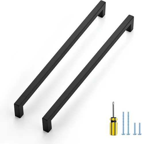 Vista 18 de Ravinte Paquete de 5 tiradores cuadrados de gabinete de 2-1/2 pulgadas, manijas negras para gabinetes de cocina, accesorios de cocina negros mate