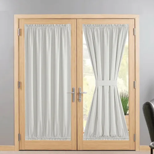 Vista 160 de NICETOWN Cortinas de Lino para Puerta Lateral - Cortinas Opacas con Aislamiento Térmico para Puerta Delantera Francesa para Sombra Pequeña