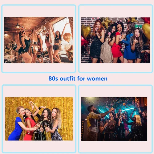 Vista 7 de YMO Accesorios de los años 80 para mujer, accesorios de neón de los años 80, juego de disfraz de Halloween para mujer