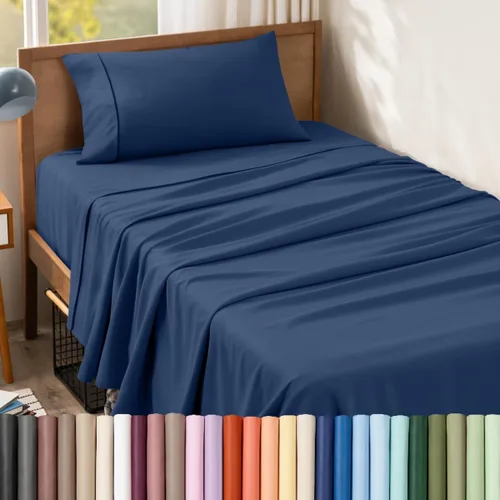Vista 107 de Bare Home Juego de Sábanas Twin - Sábanas de Cama de Microfibra Ultra-Suave 1800 - Doble Cepillado - Bolsillos Profundos - Ajuste Fácil - Extra