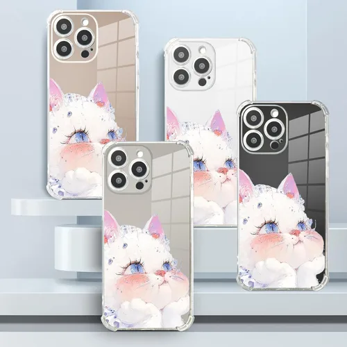 Vista 5 de Roemary Buffertech - Funda estética de gato para iPhone 13 con diseño de gatito, patrón estético rosa con protector de pantalla