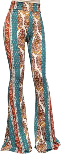 Vista 135 de ShopMyTrend - Pantalones de yoga largos con piernas anchas y acampanadas estilo palazzo, con cintura alta, para mujer