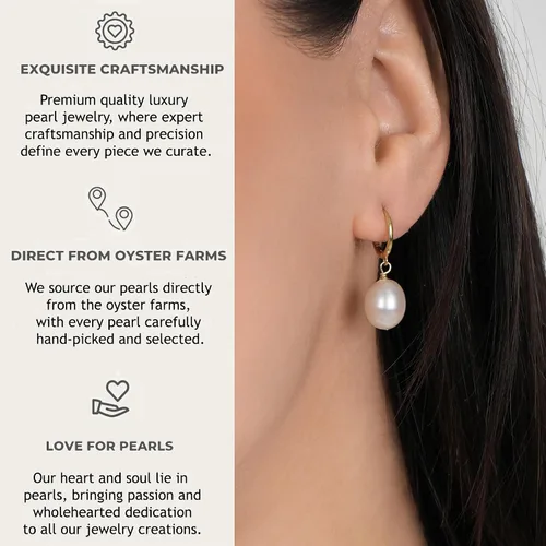Vista 3 de LILY LUSTRE - Aretes colgantes de plata de ley 925 chapados en oro de 14 quilates, seleccionados a mano, calidad AAAA, color blanco natural
