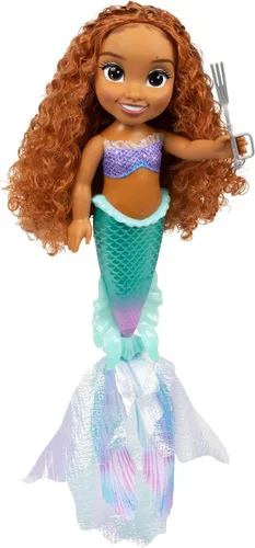 Vista 2 de The Little Mermaid Disney Little Mermaid Movie - Impresionante muñeca Ariel de 15 pulgadas con cola iridiscente nacarada y aletas de tela brillante