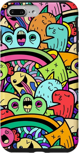 Vista 11 de iPhone 13 Monster Doodle Street Art Pattern, divertido estuche de estilo urbano