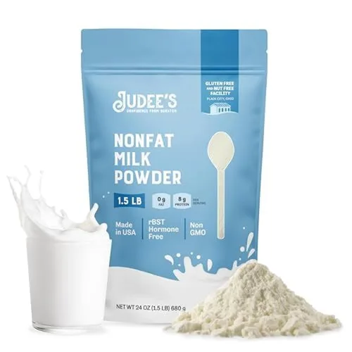 Vista 6 de Judee's Gluten Free Leche seca en polvo sin grasa, leche en polvo versátil para hornear y cocinar, alta en proteínas, rica en calcio, sin gluten