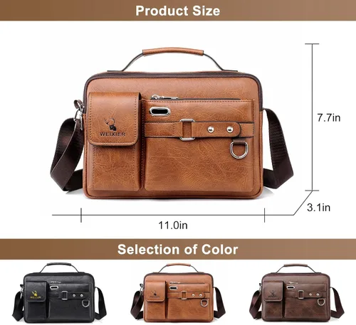 Vista 5 de Bolso bandolera pequeño de piel sintética de 11 pulgadas, bolso cruzado para mujeres y hombres, bolso cruzado para hombre