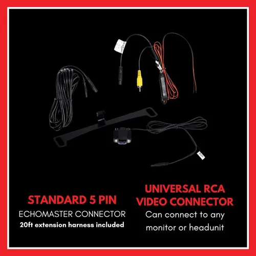 Vista 5 de EchoMaster Cámara de respaldo universal HD frontal o trasera con visión nocturna y múltiples opciones de soporte de montaje, IP67 impermeable