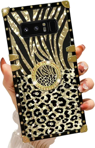 Vista 12 de Funda para teléfono Samsung Galaxy A21S con soporte de anillo, diseño retro elegante de lujo, estampado de leopardo, guepardo, dorado, protección