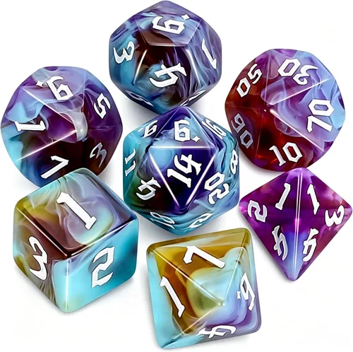 Vista 8 de QMAY - Juego de dados para DND, 7 dados poliédricos con bolsa de dados para juegos de mesa D&D