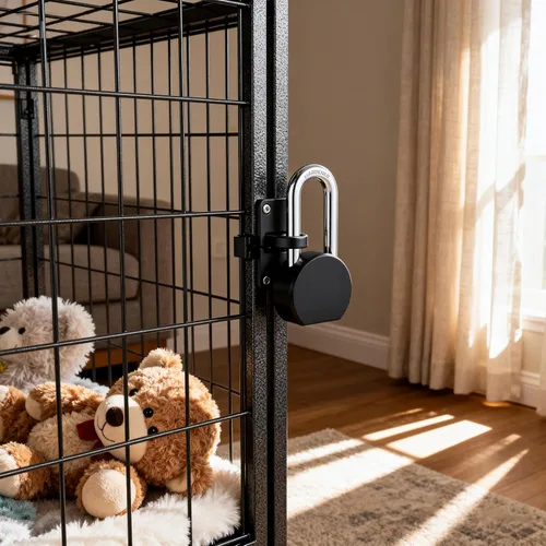 Vista 7 de Candado de grillete largo resistente, cerradura de acero impermeable con 3 llaves 2.1in Vertical Clearance Disc Cylinder Resists Picking And