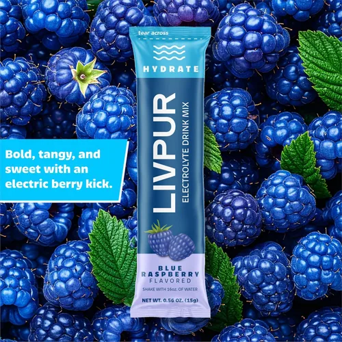 Vista 3 de LIVPUR Mezcla de Bebida con Electrolitos, Polvo de Hidratación Instantánea con Vitamina C, B6, B12 y Aminoácidos Esenciales para Apoyo Muscular
