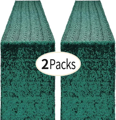 Vista 38 de Pufogu - Camino de mesa de lentejuelas brillantes de 12 x 72 pulgadas para fiestas de cumpleaños, decoración de bodas, despedidas de soltera