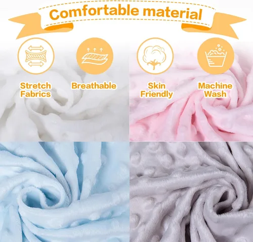 Vista 6 de Manta de bebé personalizada, manta de felpa suave con respaldo de puntos de doble capa para niños y niñas, nombre personalizado con diseño de animal