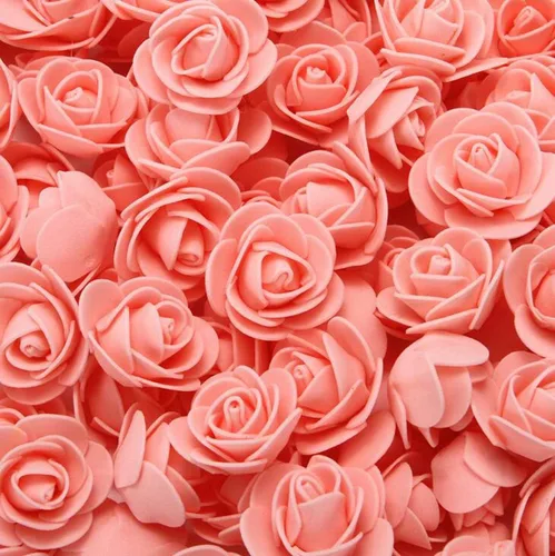 Vista 18 de 500 piezas de mini cabezas de rosas artificiales de espuma de polietileno, flores artificiales hechas a mano, ramo de novia de boda, decoración