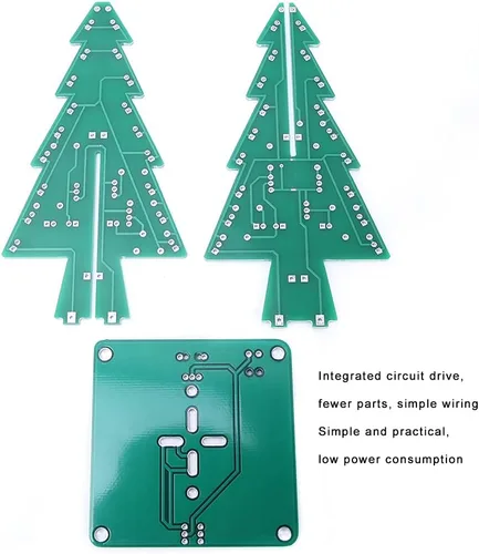Vista 4 de Árbol de Navidad 3D, circuito flash LED, kit de árbol de Navidad para práctica de soldadura, kit de proyecto electrónico para decoración de regalo 7