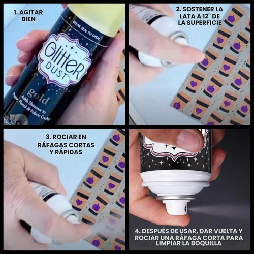 Vista 6 de Glitter Dust - Aerosol de purpurina ultrafina, color dorado