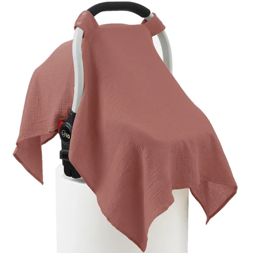 Vista 19 de Funda de asiento de automóvil 100% muselina de algodón para bebé, cubierta de toldo para asiento de automóvil, fundas de ajuste universal para niños